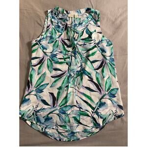 St. Tropez West Sleeveless Blouse Tropical Print SZ M